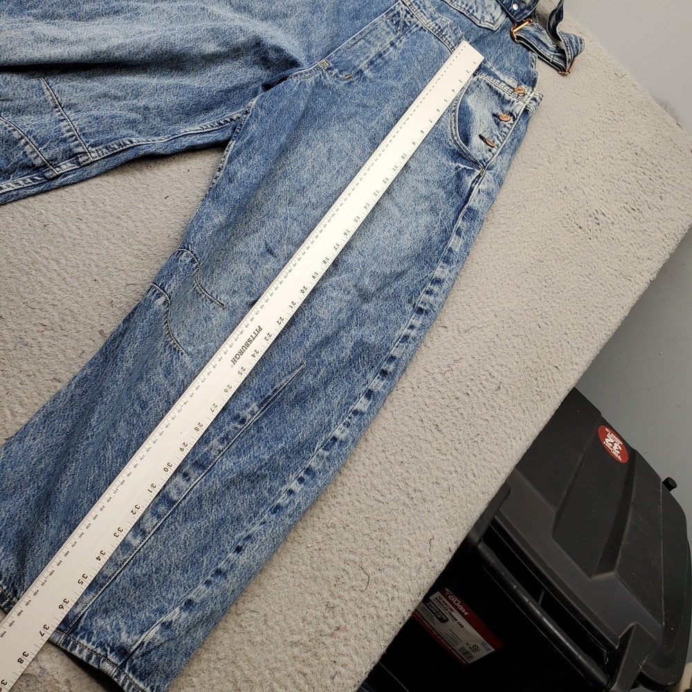 Gap Baggy Overalls Womens L Blue Ultrasoft Denim Light Wash Side Button Wide Leg - Picture 4 of 11